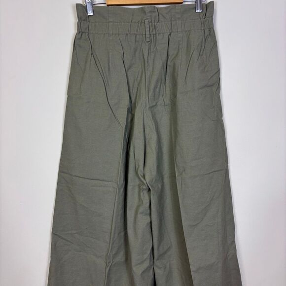 BCBGMaxazria Green High Waisted Cropped Wide Leg Dress Pants Small - Picture 7 of 8